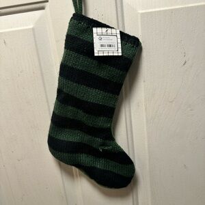Green And Black Striped Knit Front Felt
Back Christmas Stockings (f1 D)